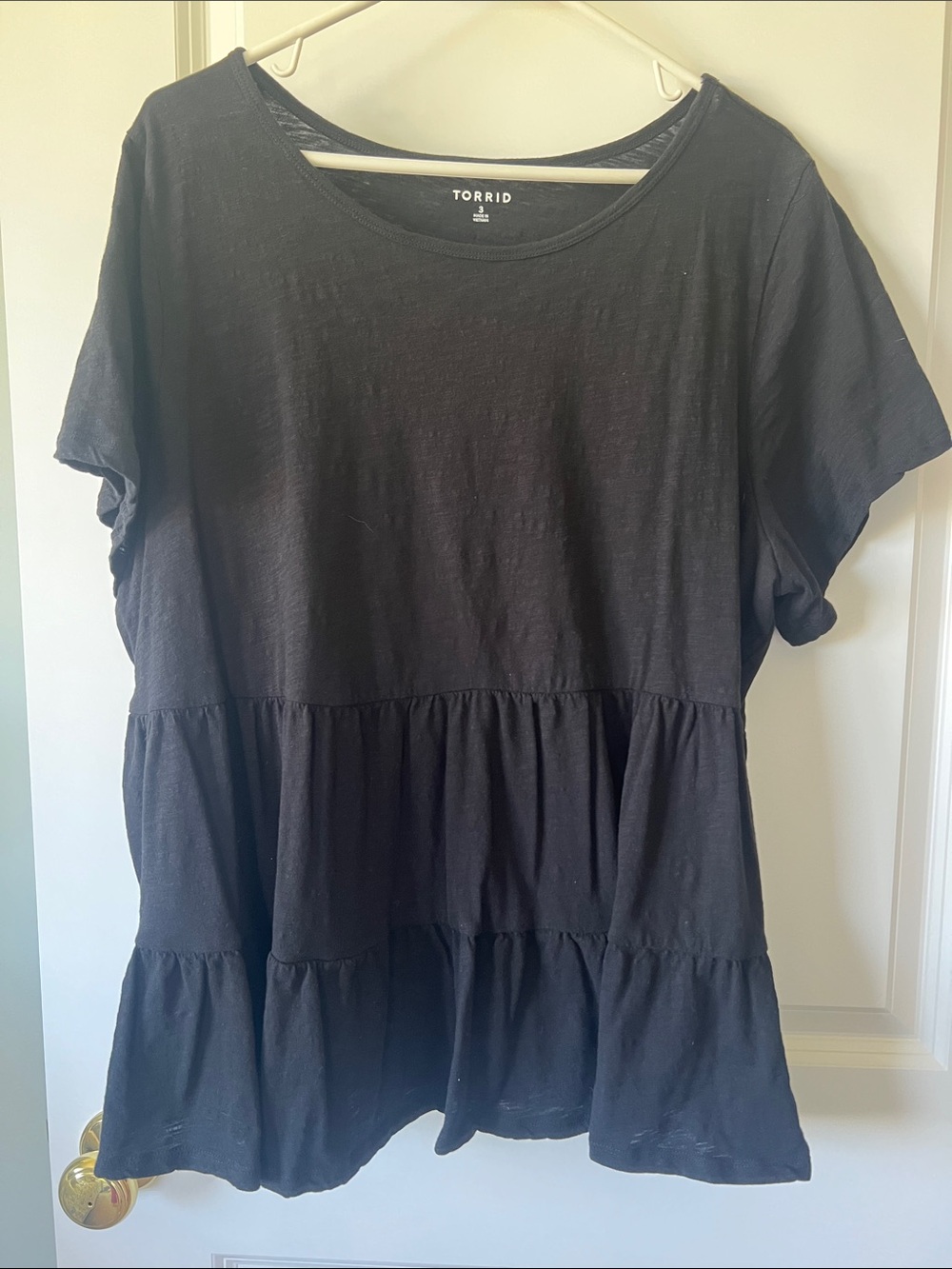 torrid Black Tiered Short Sleeve Peplum Tee